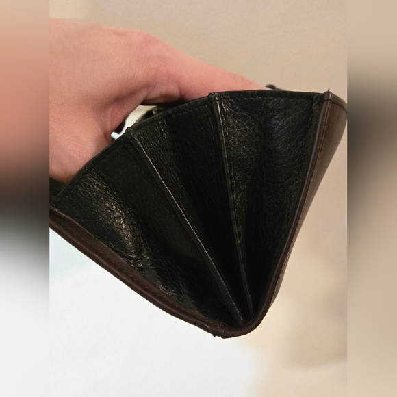 Brighton Crossbody Wallet In Black Leather With Brown Crocodile Embossed Design - Picture 17 of 17